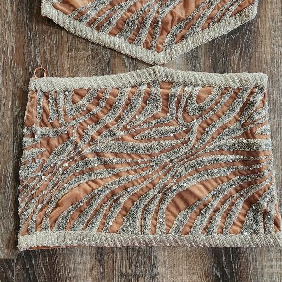 Retrofete Viola Tiger Stripe Dress Sequin Size Large NWT Halter Open Back - Picture 4 of 12